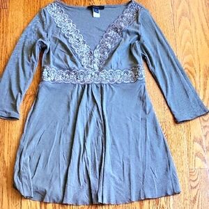 Elegant Olive Green Dress with Lace Detail